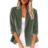 Generic Blazer da donna in velluto a coste con risvolto a tacca, giacca autunno inverno vintage tinta unita, cardigan con maniche a tre quarti, giacca da lavoro casual testurizzata per lavoro quotidiano e