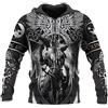 DFWY Felpa da uomo con cappuccio, motivo mitologia norrena, Odino, albero della vita, tatuaggio, simbolo vichingo, stampa 3D, cerniera intera, giacca casual leggera, stile nordico, celtico, pagano