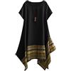 Vogstyle Donna Estate Lino Cotone Manica Corta Maglietta Tops Shirt Vestito Nero L