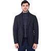 Ciabalù Giubbotto Invernale Uomo Impermeabile Trapuntato in Tessuto Tecnico Giacca Elegante Imbottita Collo Alto con Pettorina Removibile Tinta Unita Slim Fit (IT, Numero, 60, Regular, Regular, Blu)