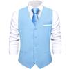 KBLDOPN Gilet da Uomo Elegante in Seta Verde, Cravatta, Fazzoletto, Gemelli, Set for, Matrimonio, Affari, Festa Matrimonio Lavoro Cerimoni(MD-3369-3141,XL)