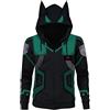 Zhongkaihua Felpa con cappuccio My Hero Academia per cosplay, anime, Midoriya Izuku, con stampa 3D, a manica lunga, con cappuccio, pullover, giacca, Nero , M