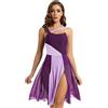 CHICTRY Vestito da Ballo Elegante Senza Maniche Abito Danza Standard Tutu Danza Classica Ragazza Ballerina Body Ginnastica Ritmica Gara Vestiti Latino Ballo Contemporaneo Viola S