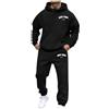 Generico Tuta Felpata da Uomo Felpa con Cappuccio da Uomo Stampa di Lettere Leggera Giacca Sportiva Felpe Loungewear Jogging Pullover Oversize (Black, L)
