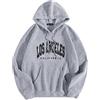 Generic Felpa con cappuccio da donna Los Angeles California College, vintage, con coulisse, oversize, leggera, con cappuccio, per adolescenti, stampa con lettere e tasca, stile gotico, Y2K, Grigio, S