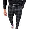 GAOSHI Pantaloni Eleganti Elasticizzati da Uomo Pantaloni Scozzesi Slim Fit Pantaloni da Abito da Lavoro Pantaloni da Golf Casual Pantaloni della Tuta (Color : Noir, Size : 3XL)