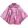 Generic Costume da Kimono Corto Sexy per Donna Adulta con Stampe Giapponesi di Geisha Yukata, Abito Elegante con Cintura Obi, One Size