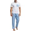 POMPEA Pigiama Uomo Liam in Cotone, Pigiama Lungo con T-Shirt Scollo a V e Pantalone in Tela con Fantasia a Scacchi (Tg. L - Bianco)