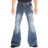COMYCOM Jeans a Zampa d'elefante da Uomo con Lavaggio Acid Wash Star Random, W34/L34