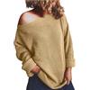 Generic Maglioncino Lana Donna Completo Tuta in Pile Donna Felpa da con Spalle Scoperte Manica Lunga Casual Tinta Unita Lavorata A Maglia Inverno Maglione Leopardato Maxi Maglia Khaki XXL