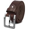 ROYALZ Cintura Uomo in robusta pelle di bufalo 4 mm, Cintura vintage per Jeans con fibbia ad ardiglione - Larghezza della cinghia 38 mm