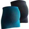 mama band Mamaband, fascia addominale per gravidanza + confezione da 3 di espansori per jeans, scaldaschiena e copriaddome per donne incinte, fascia elastica petrolio/nero Large