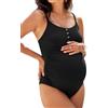 CUPSHE Costume da bagno da donna Maternity con scollo a U bottoni automatici dopo la gravidanza a coste monopezzo costume da bagno, Nero , M