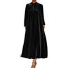 Onsoyours Abito Lungo Donna Velluto Elegante Casual Maxi Vestito Morbido A Maniche Lunghe Abiti Vintage Vestito Festa da Sera Autunno E Inverno B Nero 3XL