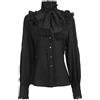 Generisch Maglia gotica da donna, stile retrò, a maniche lunghe, con volant, colore nero, rosso, a righe