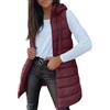 Generisch Gilet Donna Lungo Trapuntato Senza Maniche con Cappuccio Longweste in Cotone Gilet Donna per Autunno e Inverno Giubbotto in Piuma Leggero Cappuccio Elegante Gilet da Transizione con Tasche e
