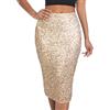 BALAYSIER Gonna Paillettes Donna con Fodera Gonne Brillantinata a Vita Elastica e Zip Gonna-Glitter per Feste Rave(Oro Chiaro,M)