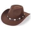 INOGIH Cappello Fedora da Cowboy Occidentale da Donna e Uomo, con Chiusura a Strappo, Cappello Fedora a Tesa Larga, Marrone, M