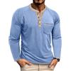 LAOARA Henley, camicia da uomo a maniche lunghe, alla moda, con bottoni, leggera, con tasca
