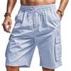WINKEEY Pantaloncini Uomo Shorts con 6 Tasche Estivi Pantaloncini Cargo Uomo Shorts Pantaloncini da Spiaggia Casual,Blu Chiaro XL