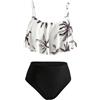 Keyck Ragazze Bikini Set Due Pezzi Costume da Bagno per Bambina Ruffle Bustier Bikini Slip Asciugatura Rapida Costumi da Bagno Mare Spiaggia Piscina Surf per Bambini 13-14 Anni, Nero