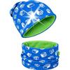 HECKBO Set berretto e scaldacollo riflettente per bambini Mattoncini 95% cotone interno in pile morbido elastico inverno taglia 55-60 cm