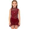 YEAHDOR Abito da Pattinaggio Artistico Bambina Strass Leotards Body Danza Classica Senza Manica Body da Ginnastica Artistica Vestito da Balletto Dancewear