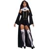 pvucpot Vestito da Suora Costume donna Collana e Guanti, Ideale per Halloween Cosplay Carnevale Festa Costume Suora Sexy Donna Abito Suora Cosplay