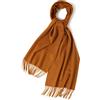 Prettystern Sciarpa Uomo Donna Pura Lana Morbida Scialle Foulard Tinta Unita Con Frange Invernali - marrone dorato