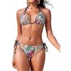 Svanco Costume Donna Due Pezzi Bikini Triangolo - Legame al Collo, Braghe Regolabili, Schiena Nuda e Imbottito, Perfetto per Mare