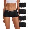 INNERSY Mutande Donna Boxer Cotone Nero Pantaloncino Vita Media Intimo Sportivo Culotte Pacco da 4 (M, 4 Nero Classico)