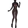 YiZYiF Lingerie da Donna Lucido Manica Lunga Body Intero Collant Trasparente Crotchless Bodysuit Stretch Sexy Pigiama Bodystocking Nero XL