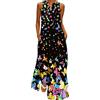WINKEEY Abito Lungo Estivo Donna Elegante Abito Stampato Plus Size Abito Senza Maniche con Tasche, Farfalla Nera M