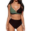 CUPSHE Bikini da donna, effetto avvolgente, con ferretto push up, mutande a vita alta, costume da bagno a 2 pezzi, moda mare