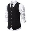 RUMAOZIA Gilet da uomo in velluto a coste per business, formale, vintage, per feste, matrimoni, in jeans, con bottoni, in pelle di cervo, senza maniche, con tasca sul petto, Nero , XL