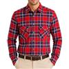 JANEO BRITISH APPAREL Nos Tibi Serviat U Camicia vintage da uomo in flanella di cotone scozzese a quadri, camicia casual di bufalo rosso nero - The Kew Plaid o Red Navy - The Madras