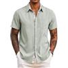 COOFANDY Camicia Uomo Estiva Maniche Corte Casual Leggera Regular Fit Camicia Elegante da Spiaggia e Festa Verde Chiaro XL