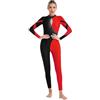 Aislor Tuta Intera Donna Sportiva Strass Body Ginnastica Artistica Maniche Lunghe Leotards Body Danza Classica Abito da Pattinaggio Ballo Jumpsuit Bodysuit A Rosso XL
