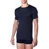 marcLuis - Mezza Manica Girocollo in Caldo Cotone, Morbido e Delicato sulla Pelle Grazie alla Leggera felpatura Interna, Confezione da 3 Pezzi, Blu, XXXL