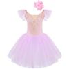 Freebily Vestito Tutu da Balletto per Ballo Bambina Ragazza Vestito da Danza Classica Ballerina Body da Pattinaggio Artistico + Copricapo Abito da Ballo Latino Ginnastica Rosa 3-4 Anni