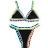 MaNMaNing Costume Da Bagno Donna Vita Alta Costume da bagno a triangolo a lavorato a maglia da donna Bralette Bikini a triangolo all'uncinetto Top e fondo Costumi da bagno a Costume Da Bagno Donna Vita (BK1, L)