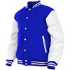 Deckra Varsity - Giacca da uomo in vera pelle con maniche e lana mista Letterman Boys College Varsity Giacche (rosso (AR-2), XXXXX-Large) Blu/bianco XL