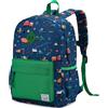 VASCHY Zaino per bambini e bambine, carino, impermeabile, per bambini, per l'asilo, per la scuola materna, con cintura toracica, Auto verde, Voiture Vert, Zaino daypack