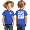 BOUTIKOME Maglietta per il 3° compleanno, con stampa Young Wild & Three, per il terzo compleanno, estiva, a maniche corte, in cotone