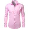 PARKLEES Camicie da uomo slim fit formale manica lunga casual da festa di affari con tasca sul petto