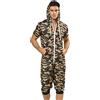 QIYUANT Pigiama Intero Corta Uomo Zip Intera Pezzo Unico Jumpsuit Manica Corta con Cappuccio Estivo Monopezzo Onesies Casual Tuta da Casa (Camo, L)