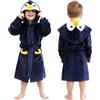LOLANTA Bambini Caldo Morbido Accappatoio Animale, Loungewear in Pile Soffice con Cappuccio, pinguino, 2-3 anni, S