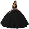 Fuomomo Abiti Stile Quinceanera con Spalline Sottili Abiti Stile Quinceanera con Scollo a Cuore Applicazioni in Pizzo Abiti Scintillanti in Tulle per Adolescent MT041