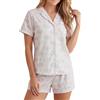 LUBOT Pigiama Donna in Cotone Leggero Estivo 100% Tessuto - Completo 2 Pezzi Maniche Corta e Lunga con Bottoni, Anti-Sgualcitura & Traspirante, per Notte e Casa