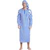 TiaoBug Camicia da Notte da Uomo Pigiama da Uomo Maniche Lunghe con Cappello Camicia da Notte Dormire Maglie Pigiama Girocollo Tunica Robe Accappatoio Uomo Blu reale L
